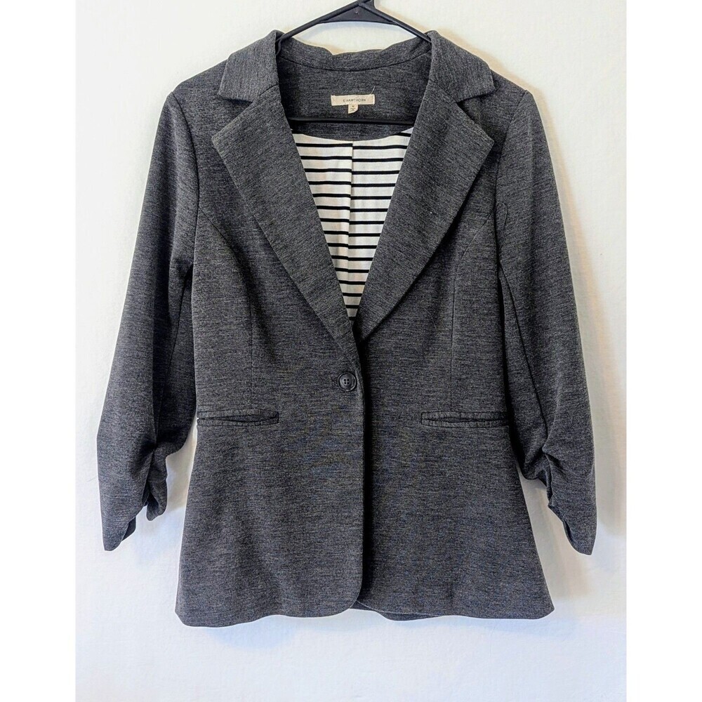 Hawthorn Knit Blazer Women’s Medium Gray Faux Layered Stretch Career Jacket